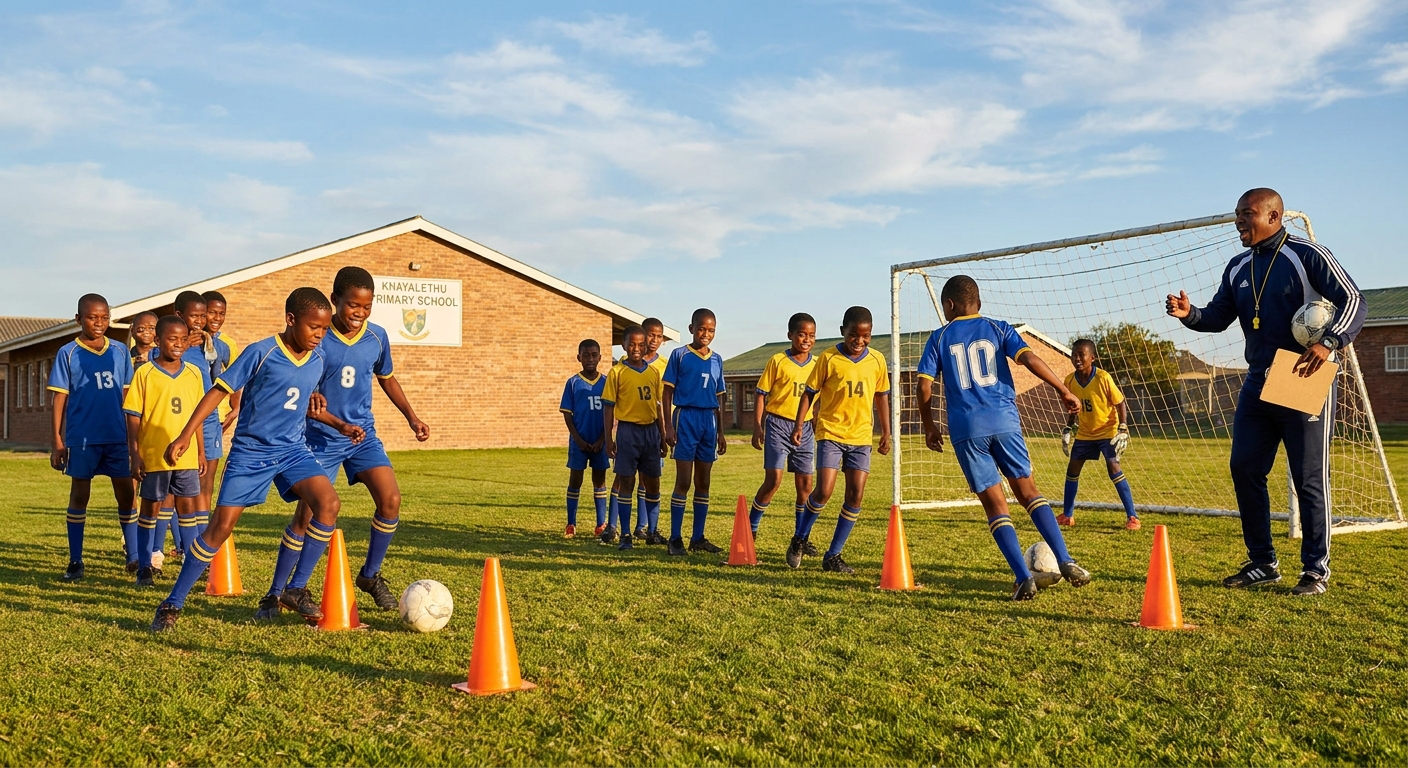 School Soccer Team in Competition